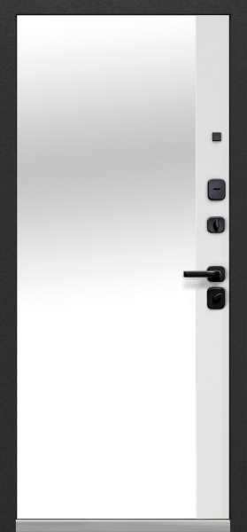 Входные двери Luxor Диагональ Зеркало Антрацит софт Эмалит белый