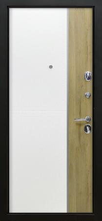 Входные двери Этна 3К90 ЮР8 ZB 999-2 Черный кварц - ЮР8 Кожа белая