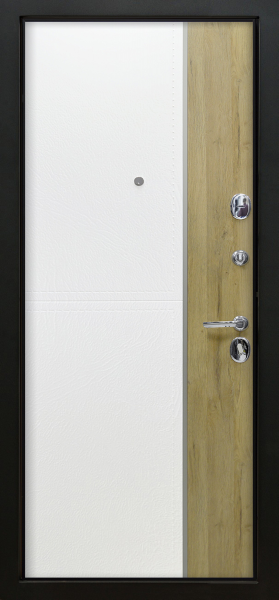 Входные двери Этна 3К90 ЮР8 ZB 999-2 Черный кварц - ЮР8 Кожа белая