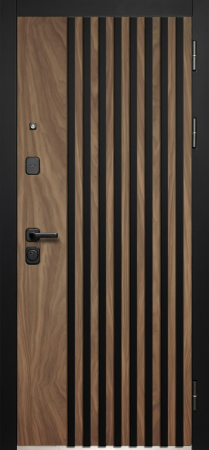 Входные двери Luxor 3D Рейка Орех американский мокко Эмалит белый