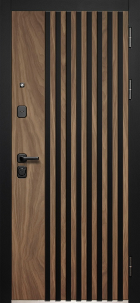 Входные двери Luxor 3D Рейка Орех американский мокко Эмалит белый