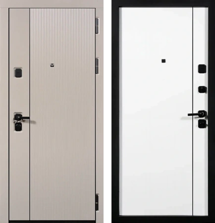 Входные двери Стелс 3К90 вертикаль 1 ЮП-35 Латте (ZB855-2) - ЮП-31 ZB Белый