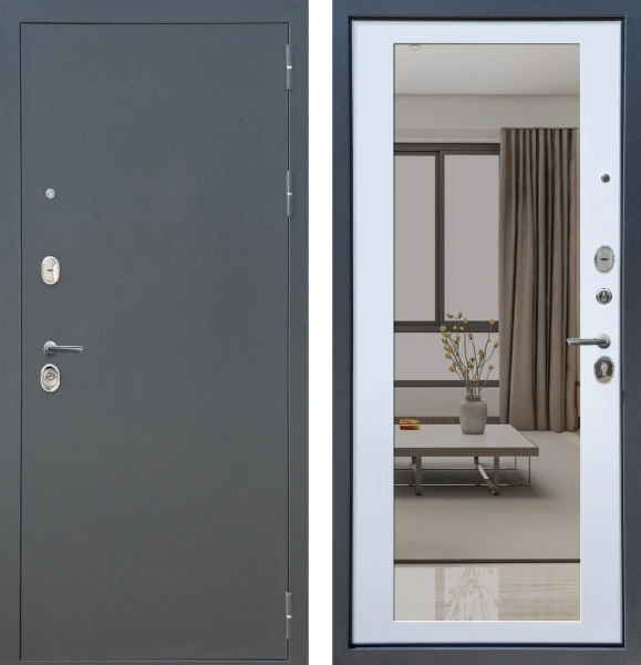 Входные двери M5 ФЛ Букле графит - ФЛЗ-21 Velluto Bianco AG 700