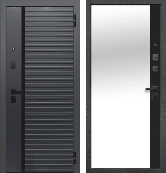 Входные двери Гарда 9 см Черное Зеркало Сатин черный Сатин черный
