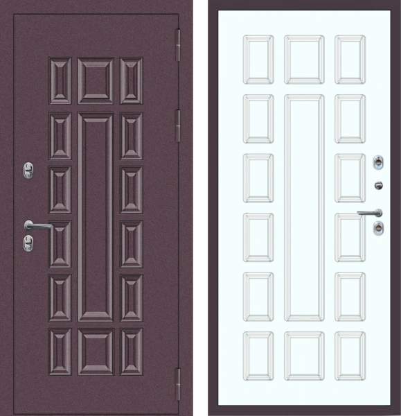 Входные двери M65 ТЕРМО с фрезеровкой Букле опал - ФЛТ-6 Velluto Bianco AG 700