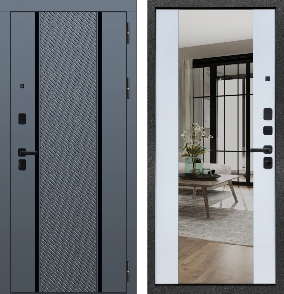 Входные двери M102 ФЛП-97 Velluto Oscure AG 710 - ФЛЗ-32 Velluto Bianco AG 700