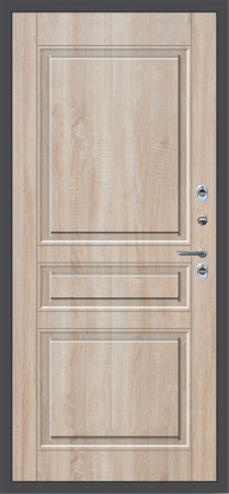 Входные двери M62 ТЕРМО штамп 3 квадрата Букле графит - ФЛТ-2 Дуб Сонома светлый