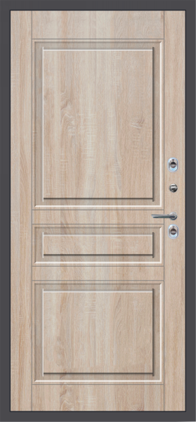 Входные двери M62 ТЕРМО штамп 3 квадрата Букле графит - ФЛТ-2 Дуб Сонома светлый
