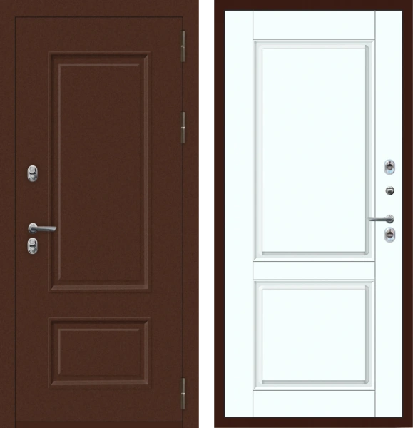 Входные двери M81 ТЕРМО Багет 2 квадрата Муар 8019 - ФЛТ-7 Velluto Bianco AG 700