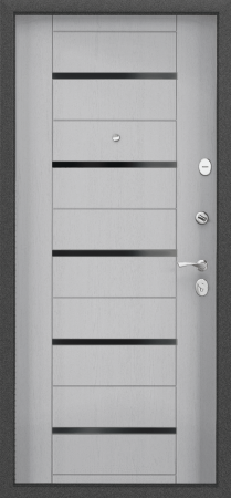 Входные двери DELTA PRO MP D1 DL-1 Темно-серый букле графит - DC-1B Lacobel Black Classic Дуб белый матовый