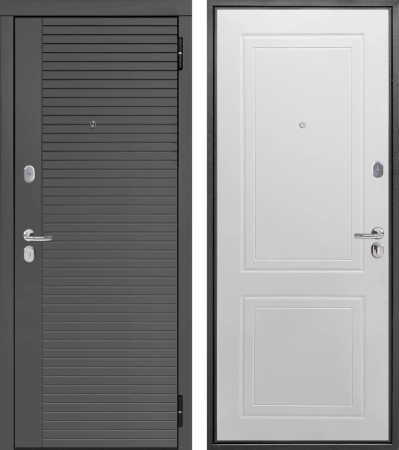 Входные двери Линия МДФ/МДФ Сатин графит Эмалит белый