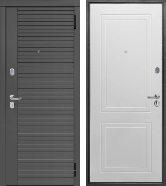 Входные двери Линия МДФ/МДФ Сатин графит Эмалит белый