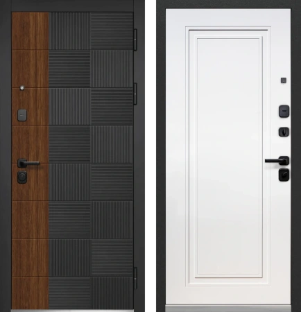 Входные двери Luxor Квадрат Нео Антрацит софт Эмалит белый