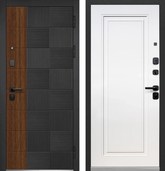 Входные двери Luxor Квадрат Нео Антрацит софт Эмалит белый