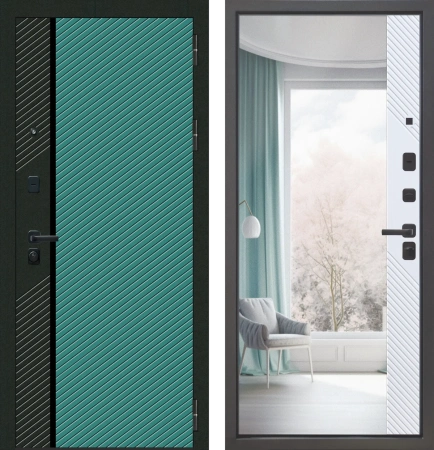 Входные двери M18 ФЛП-26 Velluto Avocado - ФЛЗ-27 Velluto Bianco AG 700