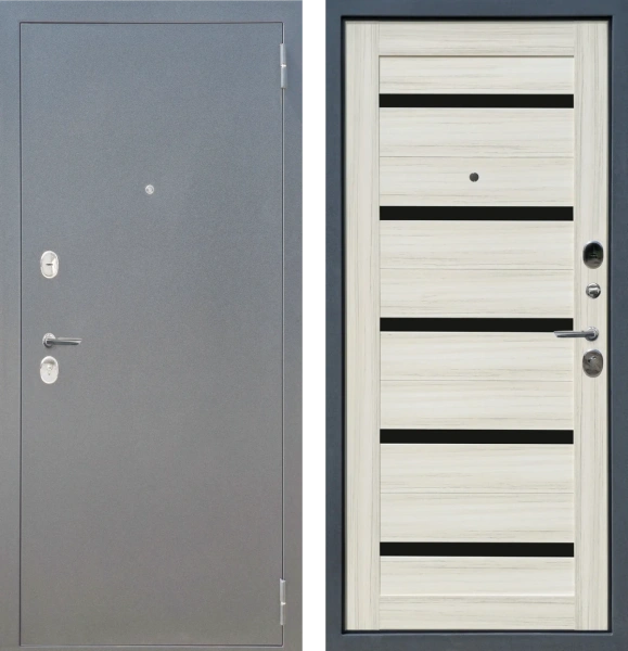 Входные двери M30 металл Букле графит - СБ-1 Сандал белый