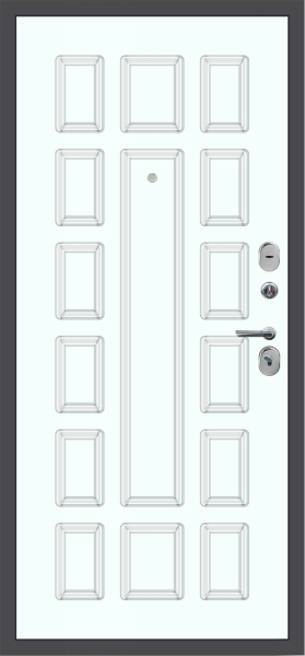 Входные двери M54 с фрезеровкой Букле графит - ФЛТ-6 Velluto Bianco AG 700