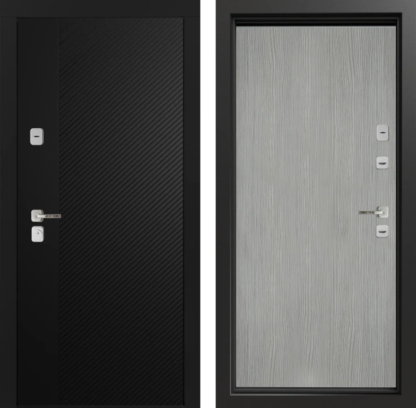 Входные двери Сталлер Comfort 3K ЮП-19 ZB 999-2 Черный кварц - ЮП-13 Капучино