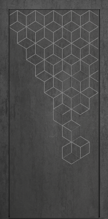 Входные двери Сталлер Comfort 3K ЮП-8 LS936-2 Бетон темный - ЮП-16 (декоративная зеркальная вставка) Milky white