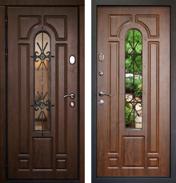 Входные двери Бари NEW О-Е(окно) Дуб темный - О-Е(окно) Дуб темный