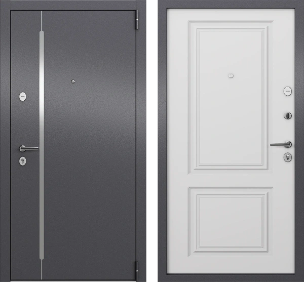 Входные двери X7 PRO MP КЛАССИК 2 SP-18N Темно-серый букле графит - CK-68 Бьянко