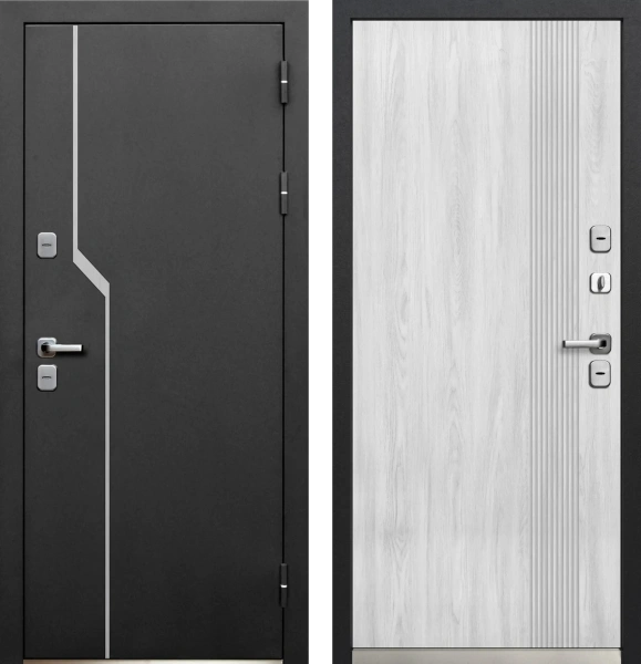 Входные двери Luxor Termo 1 Букле черный Сосна белая