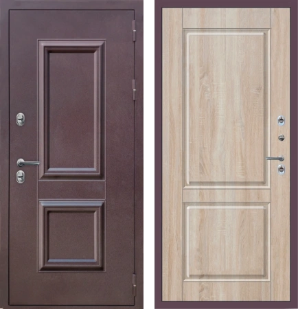 Входные двери M61 ТЕРМО штамп 2 квадрата Букле опал - ФЛТ-7 Дуб Сонома светлый