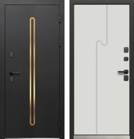Входные двери Luxor Termo 10 Черная шагрень Эмалит белый
