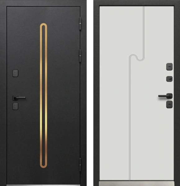 Входные двери Luxor Termo 10 Черная шагрень Эмалит белый