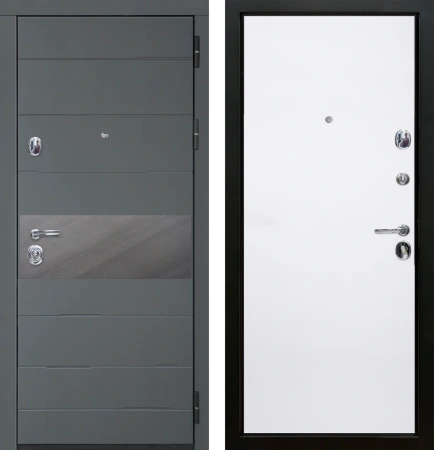 Входные двери Натта ЮР3 Графит - Без фрезеровки ZB Белый