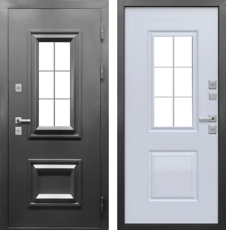 Входные двери PRO 11см Протерма 3D Графит Графит Велюр белый софт