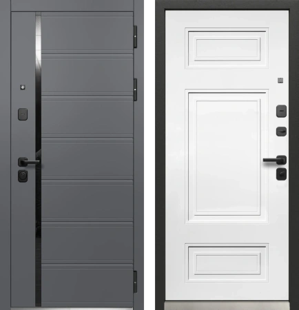 Входные двери Luxor Куб Нео Сатин графит Эмалит белый