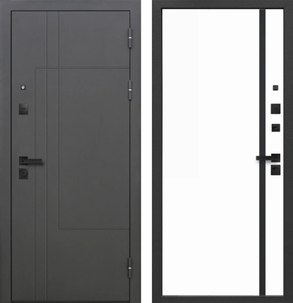 Входные двери 9 см Smart 4 RAL 7024 Эмалит белый