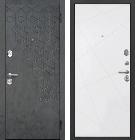 Входные двери Феникс линии бетон графит Велюр белый софт