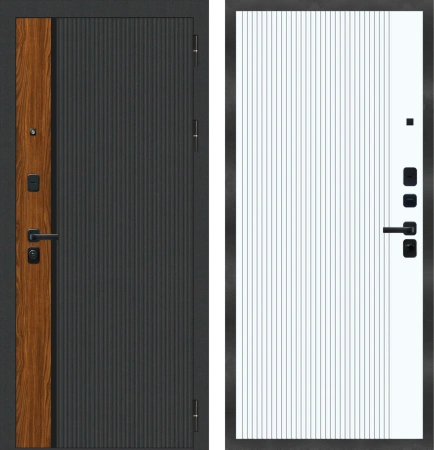 Входные двери M14 ФЛП-18 Черная шагрень - ФЛ-14 Velluto Bianco AG 700