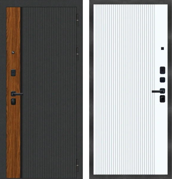 Входные двери M14 ФЛП-18 Черная шагрень - ФЛ-14 Velluto Bianco AG 700