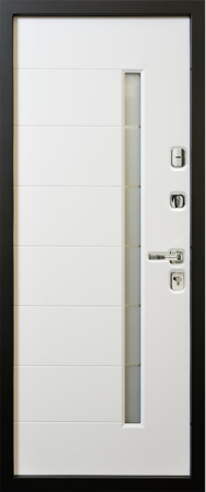 Входные двери Юта 2 3К90 П-59(окно с нерж. ст.) RAL 8016 - П-59 (окно ) RAL 9003