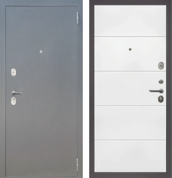 Входные двери M28 металл Букле графит - ФЛ-22 Velluto Bianco AG 700