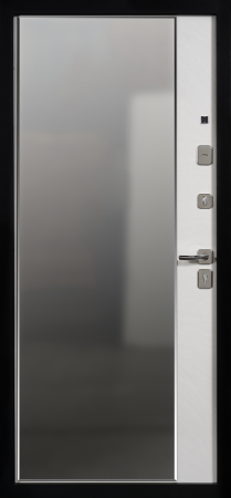 Входные двери TR 2 ЮП-19 ZB 999-2 Черный кварц - ЮП-15 (декоративная зеркальная вставка) ZB Белый