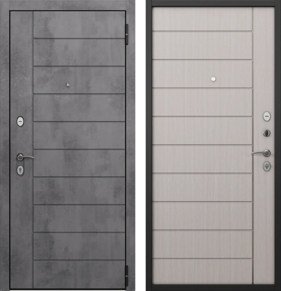 Входные двери H1 HOME ECO PP E-136 Бетон тёмный - Е-136 Бьянко ларче