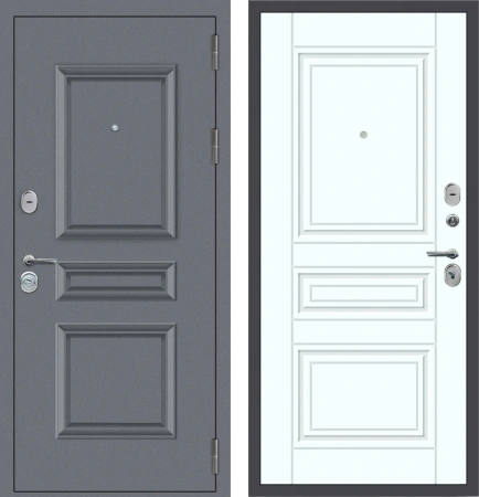 Входные двери M52 с фрезеровкой Букле графит - ФЛ-10 Velluto Bianco AG 700