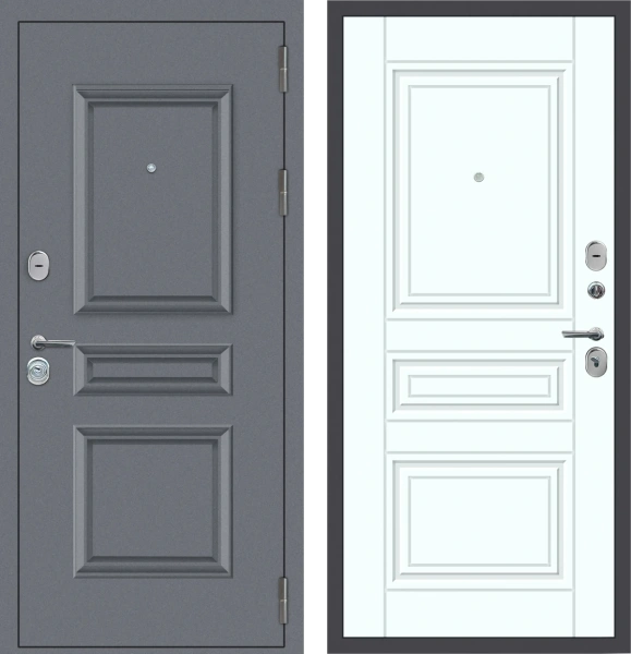 Входные двери M52 с фрезеровкой Букле графит - ФЛ-10 Velluto Bianco AG 700