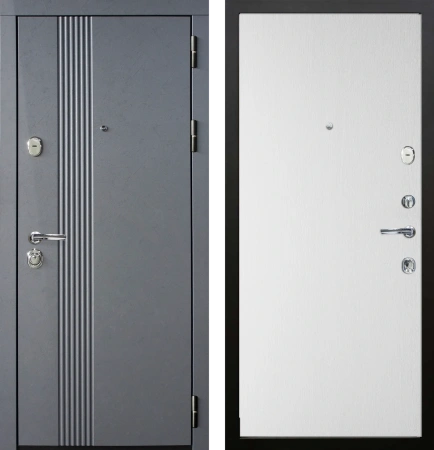 Входные двери Бетолла ЮР25 Бетон тёмный - Без фрезеровки ZB Белый