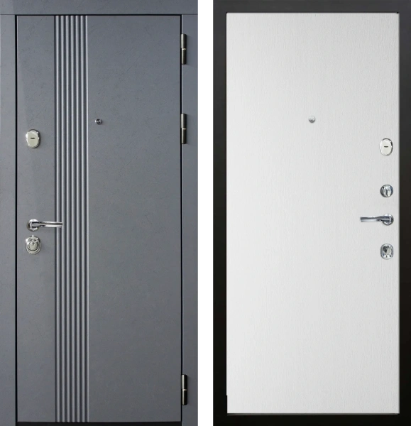 Входные двери Бетолла ЮР25 Бетон тёмный - Без фрезеровки ZB Белый