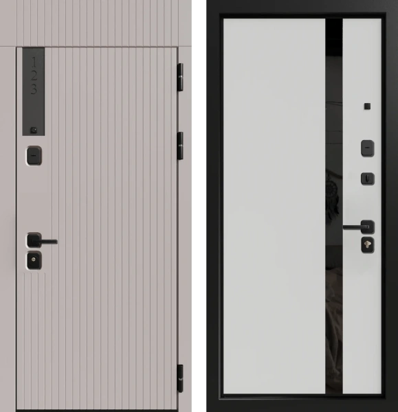 Входные двери Рейн 3К90 TOR ЮР-36 (с номером квартиры) Латте (ZB855-2) - ЮР22 ZB Белый