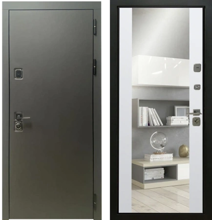 Входные двери Стило 2 3К90 Без фрезеровки Лофт Графит - ЮР10 ZB Белый