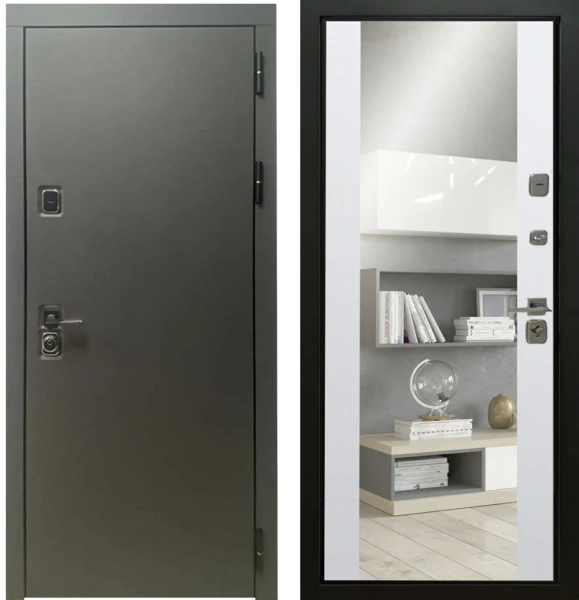 Входные двери Стило 2 3К90 Без фрезеровки Лофт Графит - ЮР10 ZB Белый