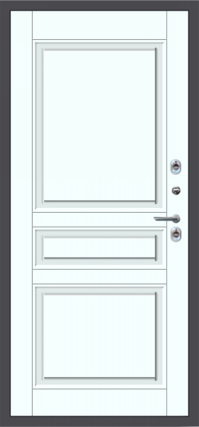 Входные двери M62 ТЕРМО штамп 3 квадрата Букле графит - ФЛТ-2 Velluto Bianco AG 700