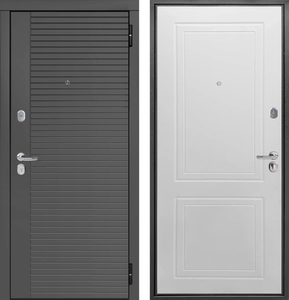 Входные двери Гарда Линии Сатин графит Эмалит белый