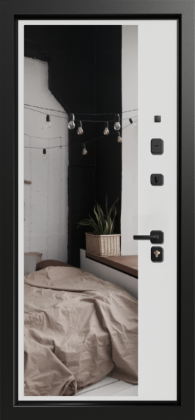 Входные двери Акцент 3К90 TOR ЮР-38 Графит - ЮР-42 декоративная зеркальная вставка ZB Белый